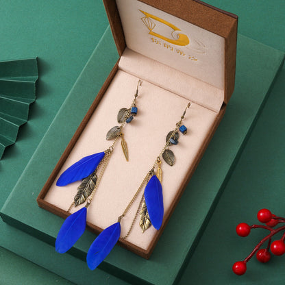 Boho Feather Drop Earrings