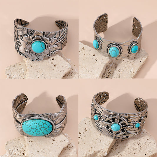 Bohemian Turquoise Cuff Bracelet - Vintage and Elegant
