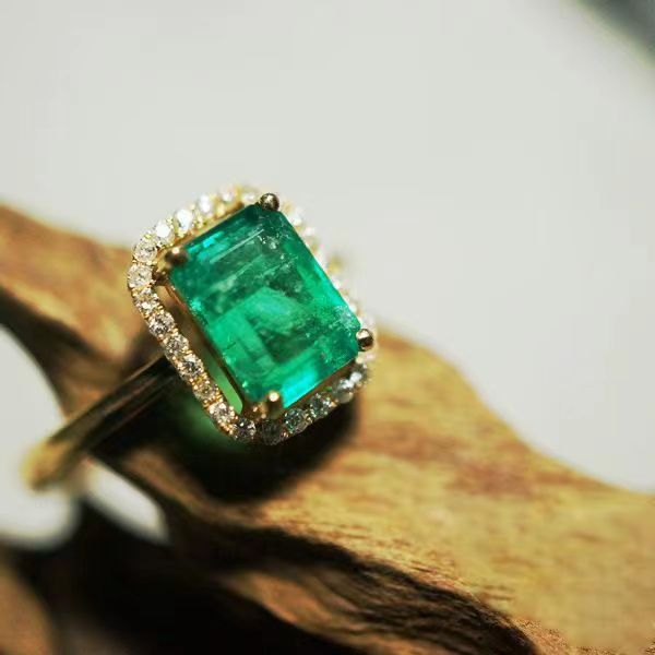 Emerald and Diamond Accent Ring