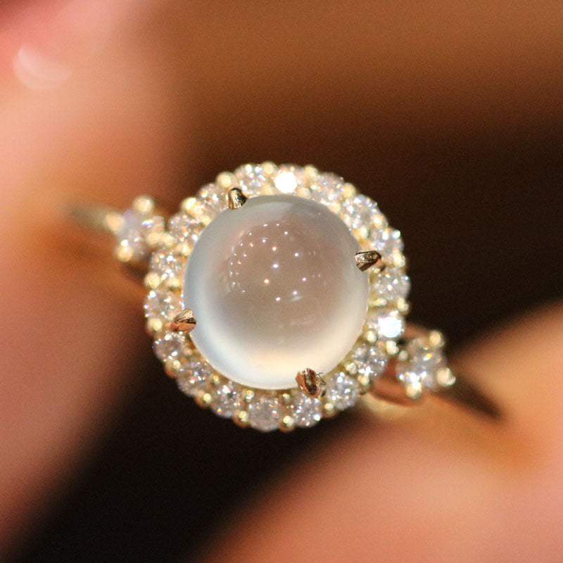Exquisite Jadeite and Agate Ring