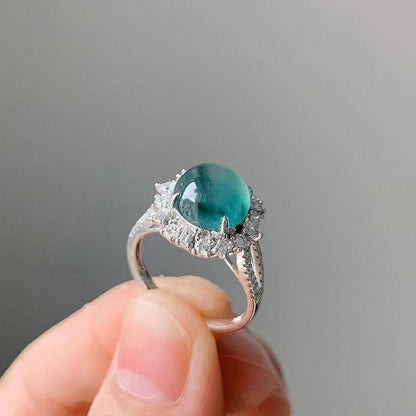 Minimalist Ice Jade Egg-Face Ring