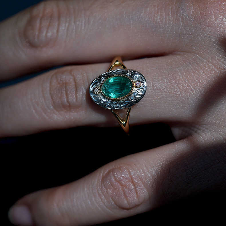 Radiant Zambian Emerald Ring