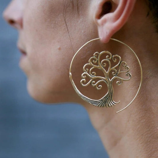 Bohemian Spiral Tree of Life Earrings