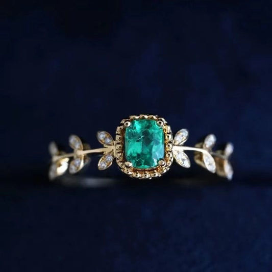 Olive Branch Green Zirconia Vintage Ring