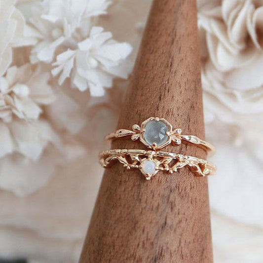 Navy Opal Retro Ring