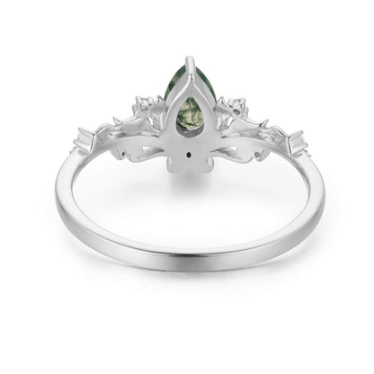 Lotus Moss Agate Ring (White Gold)©