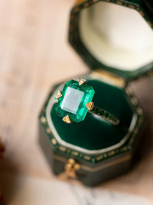 Warrior's Emerald Zambian Gild Ring