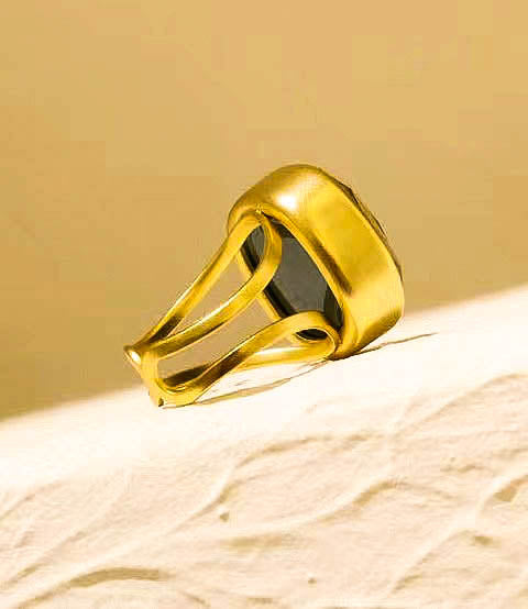 Gold inlaid true flower exaggerated opening ring