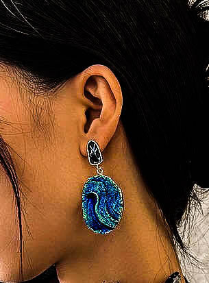 Klein Blue Earrings with unique patterns