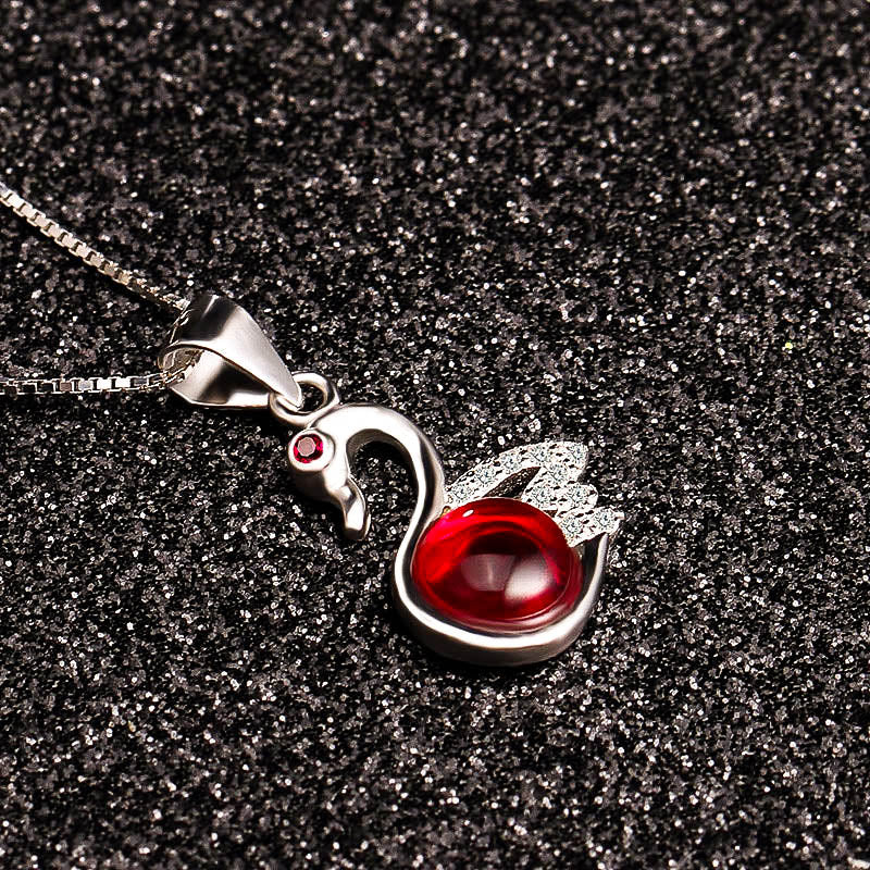 Red swan crystal pendant necklace