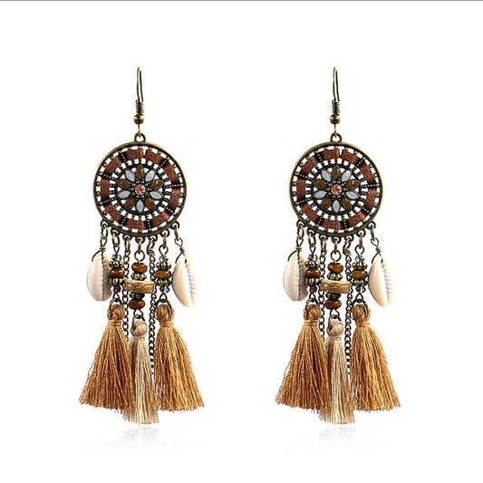 Bohemian tassel long ethnic earrings