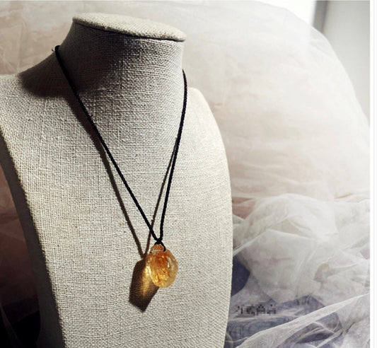 Natural Topaz Yellow Crystal original stone necklace