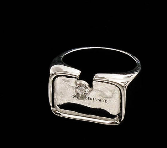 Chipped diamond seal ring 925 Silver