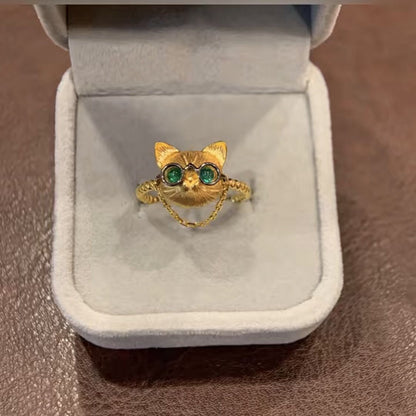 S925 Sterling Silver Cat Ring