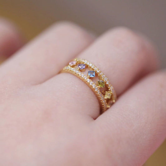 Lucky Rainbow Crystal Ring