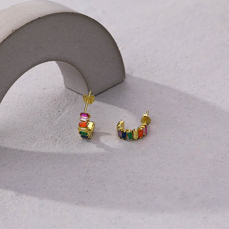 PRIDE Sterling  Rainbow Zircon Earrings