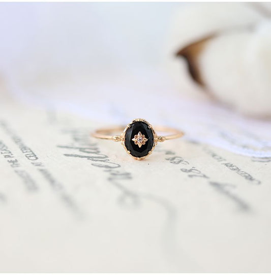 Agete Black Agate Ring
