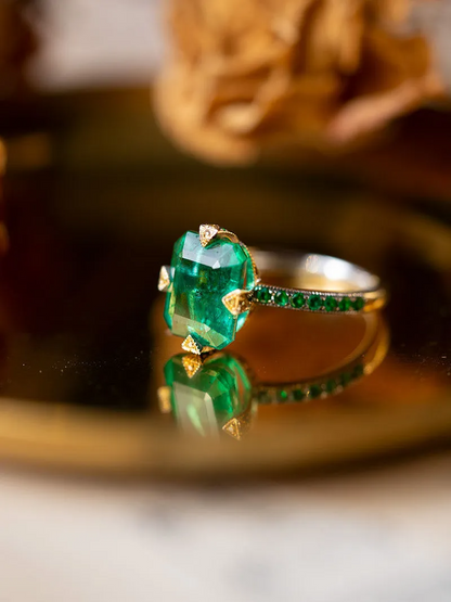 Warrior's Emerald Zambian Gild Ring