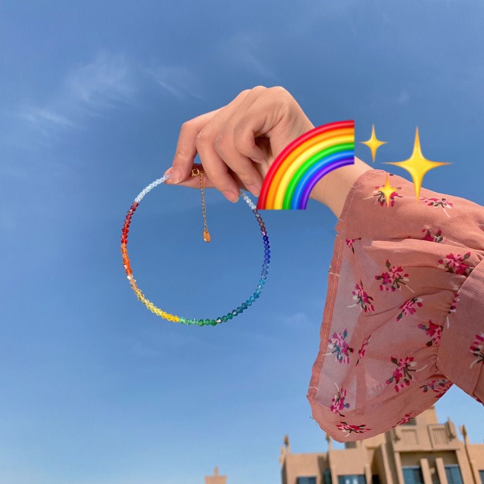 PRIDE Rainbow gradient crystal beads Chocker Necklace