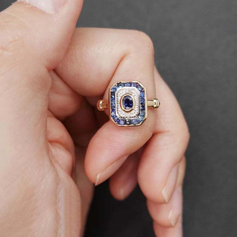 "Blue Sea" French Antique Sapphire Ring