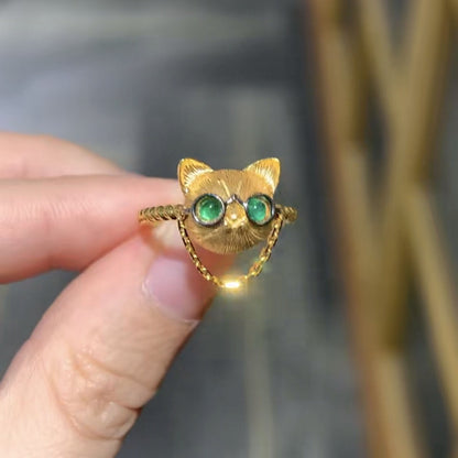 S925 Sterling Silver Cat Ring