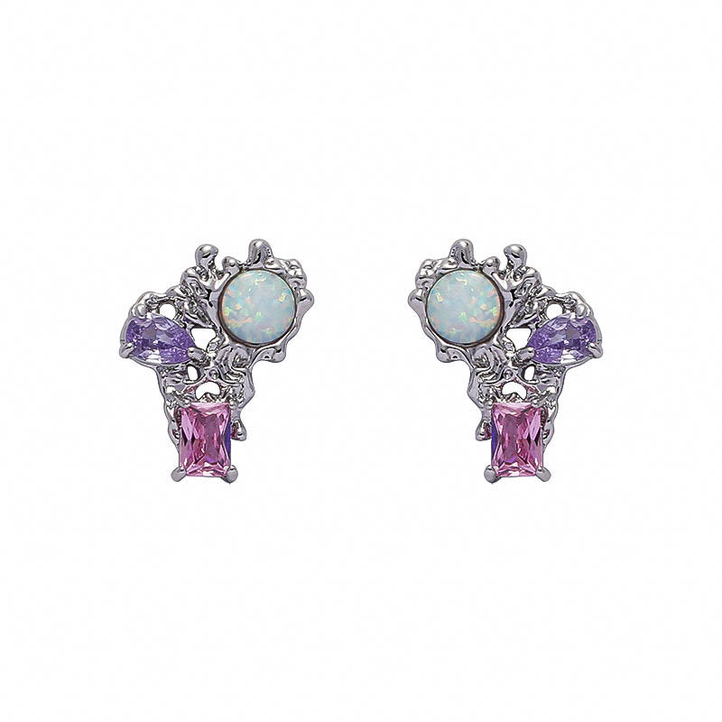 Opal lava hollow Earrings