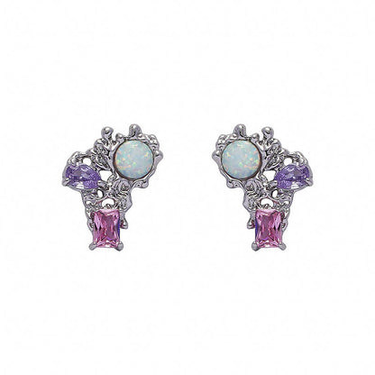 Opal lava hollow Earrings