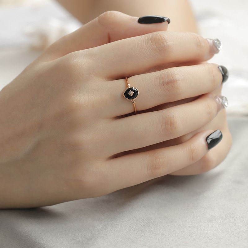 Agete Black Agate Ring