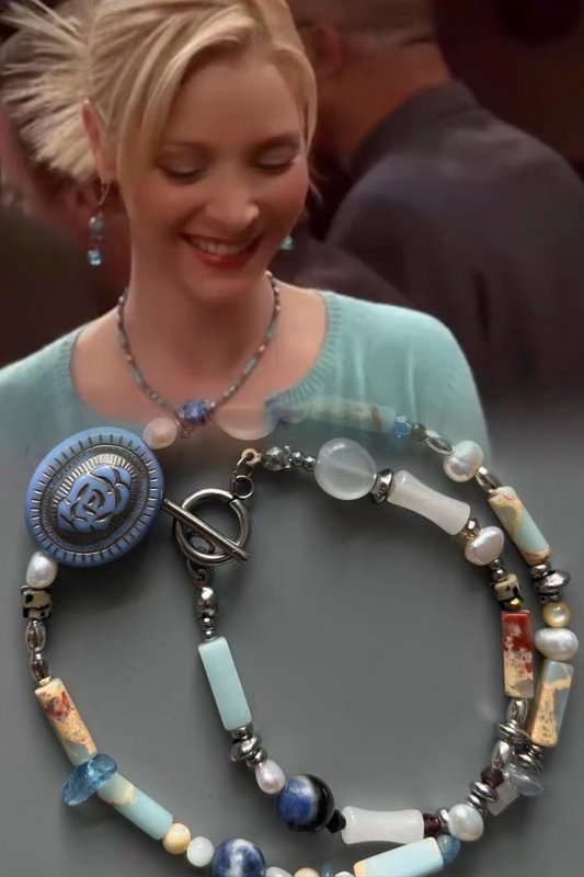 Friends Phoebe Buffay Same Blue Vintage Beaded Necklace